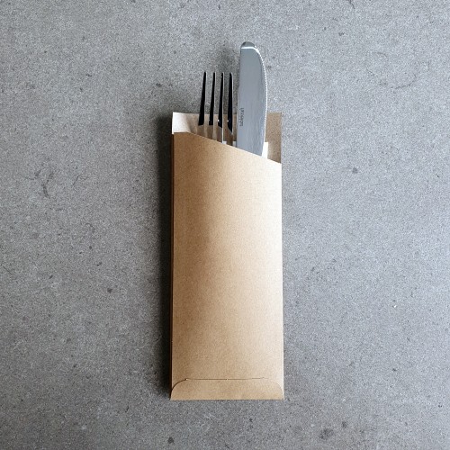 Kraft Cutlery Pouch With Napkin Ships Australia Wide Paperware